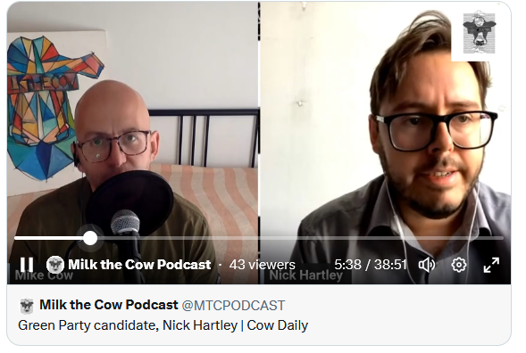 Nick on Milk the Cow Podcast talking about the recent Election result in Byker