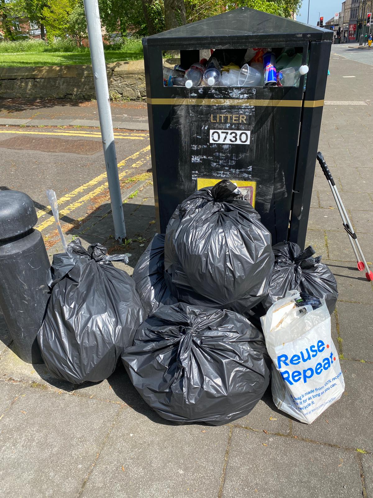 Litter collect by Green Party litterpickers in Arthurs Hill